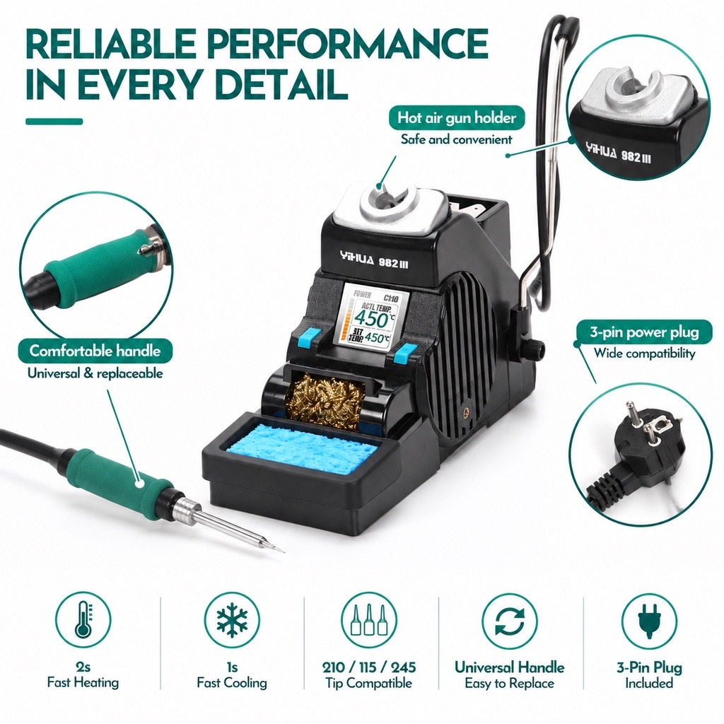 Паяльная станция YIHUA 982-III – обзор и цена C210 Precision Soldering Station