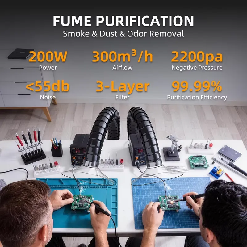 Вытяжка для удаления дыма DX10 – обзор и цена Fume Extractor Soldering Dual Arm